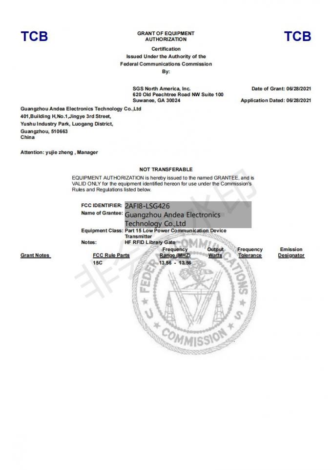 latest company news about LSG426 (185cm height) HF RFID Library Security Gate Have Passed CE and FCC Certifications  1