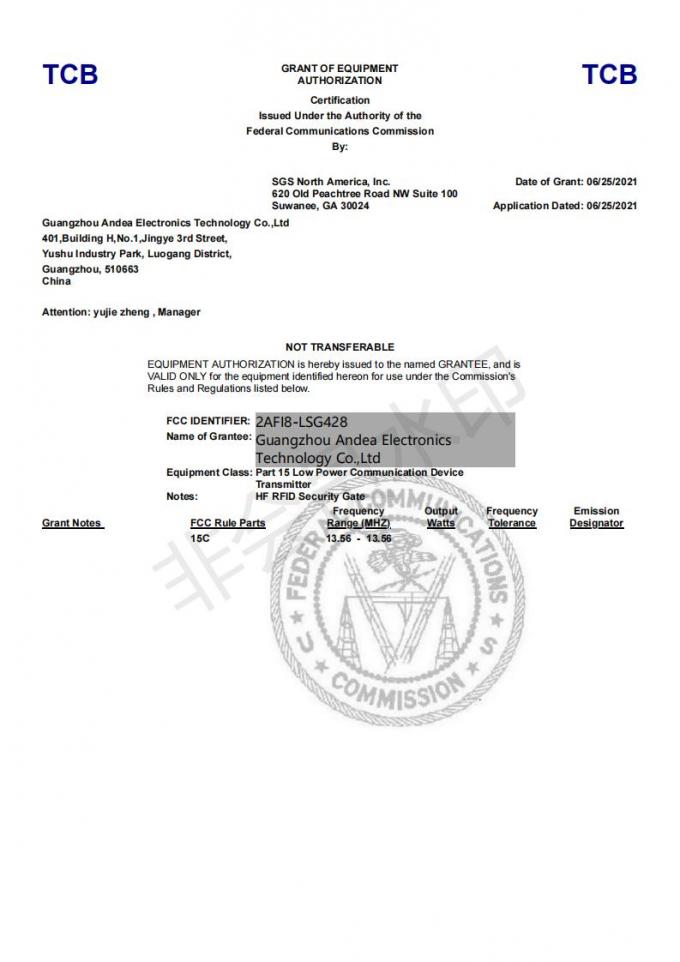 latest company news about LSG428 HF RFID Library Security Gate Have Passed CE and FCC Certifications  1